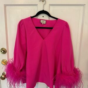 Tuckernuck Pink Feather Cuff Women's Top